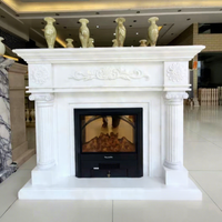 Cheminée décorative en marbre blanc de Carrare d'Italie, sculptée à la main, de haute qualité, pour la maison, luxe