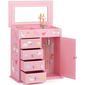 Caja de Música Grande Ever Bright en Oferta, Caja de Música con Forma de Armario de Unicornio Rosa, Caja de Música Personalizada con Forma de Castillo y <span class=keywords><strong>Bailarina</strong></span>, Regalo Perfecto para Niñas - Product Image 1