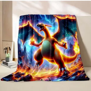 Manta de dibujos animados con estampado de Charizard <span class=keywords><strong>Dracaufeu</strong></span> para niños y adultos, ropa de cama suave y cálida para cama, sofá, manta de viaje - Product Image 5
