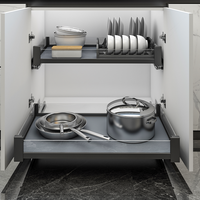 ARTSTEEL Meuble de rangement de cuisine moderne en verre et fer avec 4 tiroirs à extension complète, accès facile, capacité de 600 mm pour casseroles dans les armoires
