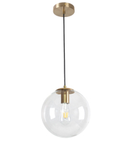 Lámpara Colgante de Metal y Vidrio Transparente con Acabado Cobre Pulido de 60W, Altura Ajustable, para Comedor, Isla de Cocina