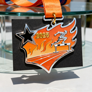 Manufacturer Custom Award Sports Winner Custom Gold Metal Soccer <b>Running</b> Hurdles Medal with Ribbon - Product Image 1