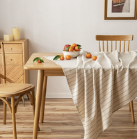 Nappe en coton et lin fraîche et légère à rayures, vente en gros pour couverture de table basse