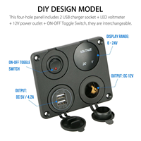 Panel Charger Tahan Air 4 in 1 12V 24V Dual 4.2A USB Power Outlet LED Voltage Meter Yujie untuk Kapal RV Truk Mobil