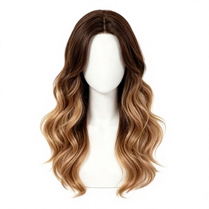 Perruque ondulée brune blonde ombrée longue en fibre résistante à la chaleur pour usage quotidien, cosplay et salon - Product Image 1