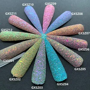 Popular Nail Art Pigment Powder Chameleon Galaxy Reflective Glitter Shining Diamond Nail Reflective Powder For Nails