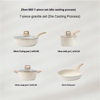 Ensemble d'ustensiles de cuisine antiadhésifs en granit Pot à lait en métal Pot à soupe Poêle à frire Poêle à plat Kit d'ustensiles de cuisine transfrontalier