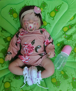 Poupée Bébé Reborn Rosalie Peinte à la Main, Réaliste, 19 Pouces, Poupée Endormie avec Teint 3D Genesis de Haute Qualité, Cadeaux Jouets - Product Image 5