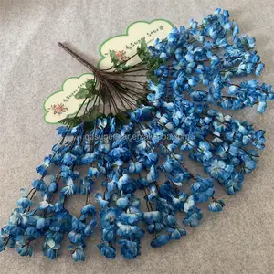 L-496 High Quality Blue Artificial Peach Blossom Flower For Tree