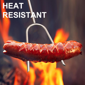 Ensemble de 6 brochettes télescopiques pour barbecue, hot-dogs et feu de camp, en acier inoxydable, accessoires de camping - Product Image 4