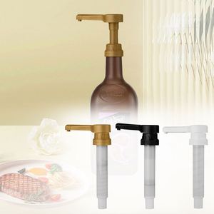 Pompe pulvérisatrice de sirop rechargeable en plastique blanc, noir et or de 31 mm avec long bec, qualité alimentaire, pour bouteilles de miel et sauces, usage en cuisine - Product Image 2