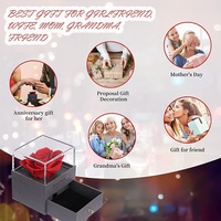 Coffret Cadeau Exquis pour la Saint-Valentin : Collier avec Bague Rose, Boîte à Bijoux en Forme de Fleur de Rose Artificielle en Savon