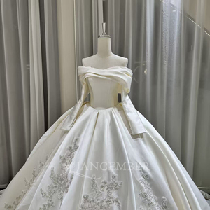 Lsoy036 Sparkling Strapless Satin Ball Gown <b>Wedding</b> Dress Sweetheart Neckline Floral Beading Bridal Gowns Chapel Train - Product Image 5