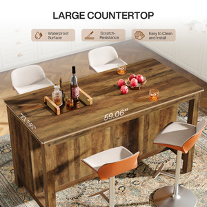 Table de bar à 3 niveaux Tribesigns de 59 pouces avec étagères de rangement, armoire de bar de cuisine rustique marron pour la maison, le <span class=keywords><strong>pub</strong></span> et le salon - Product Image 4