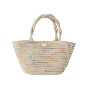 Women's Woven Tote <b>Bag</b> Cotton Solid Color Horizontal Square <b>Medium</b> Soft Everyday Use Spring 2025 - Product Image 3