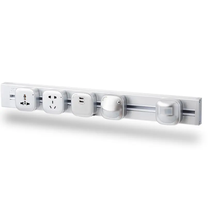 GSS Removable trail power track embedded wall surface mounted electrical multi-functional socket rail outlet power track socket