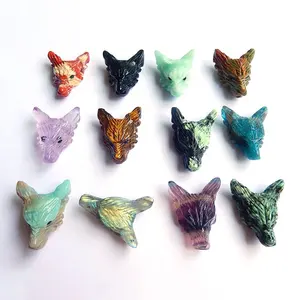 Tamanhos personalizados Wolf Head Gemstone Carvings Gemstone pingente, Pedras Preciosas Soltas Pedras Preciosas Naturais, Pedras Preciosas Soltas para Fazer Jóias