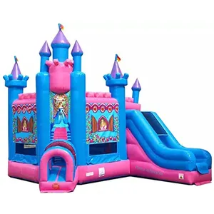 Castillo inflable de princesa para niños, tobogán de princesa de grado comercial, color rosa, a la venta