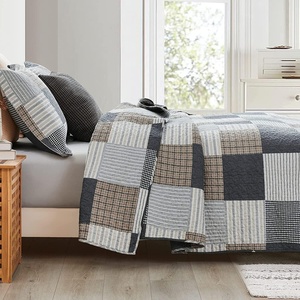 Juego <span class=keywords><strong>de</strong></span> Ropa <span class=keywords><strong>de</strong></span> Cama <span class=keywords><strong>de</strong></span> 3 Piezas en Gris con Diseño <span class=keywords><strong>de</strong></span> Patchwork, 100% Algodón, Tamaños Queen y King, para Hogar y Hotel, Venta al Por Mayor <span class=keywords><strong>de</strong></span> Fábrica - Product Image 2