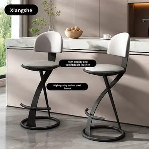 Chaise de Bar Îlot Luxueuse et Moderne Haut de Gamme, Tabouret Haut Designer Simple pour Maison, Dossier en Métal Acier, pour Utilisation en Extérieur, Hôtel ou Cuisine - Product Image 4
