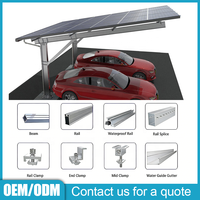 Auvent solaire en aluminium noir revêtu 10KW, nouveau design, système de montage de panneaux solaires photovoltaïques étanche pour parking résidentiel