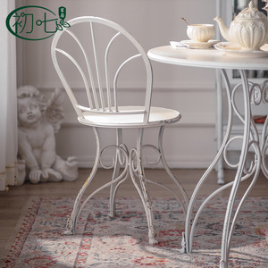 French Style <b>Wrought</b> <b>Iron</b> Round Coffee <b>Table</b> With <b>Chair</b> Garden Set Distressed Finish For Balcony Or Patio Use - Product Image 2