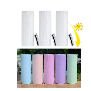 Gratis pengiriman baru sublimasi 20oz Tumbler Skinny kosong Uv warna perubahan warna lurus Tumbler untuk Transfer panas