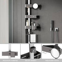 Rak Mandi Sudut Segitiga WIREKING 5 in 1 Tanpa Bor, Rak Penyimpanan Kamar Mandi, Organizer Shower