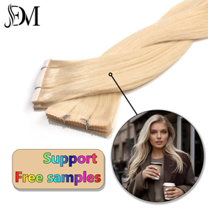 Dailmei disponibile in Stock di platino biondo colore chiaro invisibile 12 un grado 100% capelli umani vergini fasci di nastro - Product Image 2