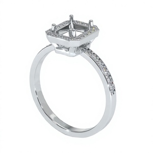 แหวนหมั้นเพชรทรงปรินเซสคัท ทองคำแท้ 18K สำหรับผู้หญิง ประดับเพชรแบบ Pave Setting ชุบโรเดียม ดีไซน์เรขาคณิตคลาสสิก ได้รับการรับรองจาก GIA - Product Image 3