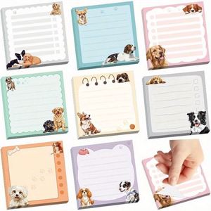 600pcs Cute <b>Sticky</b> <b>Notes</b> 8 Adorable Cartoon Breeds Paper Memo Pads with Smooth Adhesive 3.1x3.1 Inch 4 Pastel Colors - Product Image 1