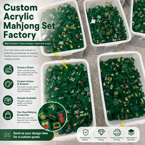 Jeu de Mahjong en Acrylique Premium Gravé Fantaisie – Tuiles Thème Paradis Tropical Américain pour Vacances d'Été à la Plage et Fêtes au Bord de la Piscine - Product Image 4