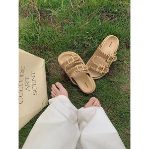 Sandalias de Verano para Mujer Estilo Birkenstock, Punta Abierta, Doble Hebilla, Suela Gruesa, Pantuflas de Alta Calidad - Product Image 6