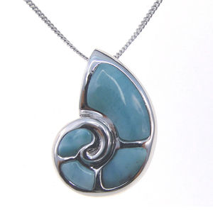Vente flash Bijoux style vie marine, pendentif en larimar bleu, pendentif en argent 925 pour femme - Product Image 1