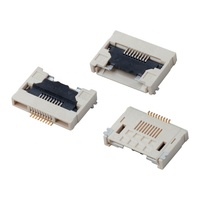 Conector FPC ZIF y NO-ZIF Recto en Ángulo Recto para Montaje Superficial (SMT) con Paso de 0.5 mm, 0.8 mm, 1.0 mm, 1.25 mm, Recubrimiento de Estaño y Oro