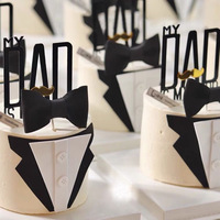 Accesorios para hornear artículos hombre serie pastel Topper Caballero señor pajarita negra traje de negocios papá Día del Padre decoración de la torta