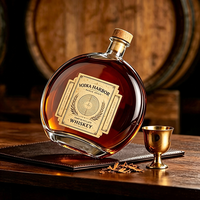 Bouteilles diffuseurs en verre rondes et plates de 250 ml et 500 ml, fond épais, bouchon en liège noir pour diffuseur à bâtonnets, huiles essentielles, stockage de liquides