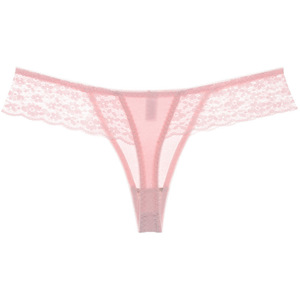 Lote de 3 bragas sexys de encaje para mujer, tangas huecas, transparentes, sin costuras, de cintura muy baja, tipo T-back - Product Image 5