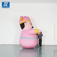 Modèle gonflable rose de dessin animé du Dieu de la Richesse pour la publicité et la décoration de centres commerciaux et de festivals