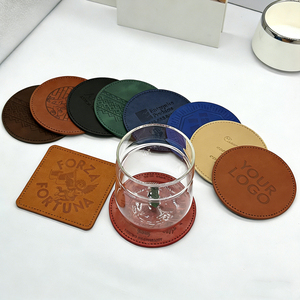 Cheap Promotional Cup <b>Coasters</b> Vintage Cowhide Texture Luxury Leather <b>Coasters</b> Round <b>Set</b> for Drinks - Product Image 1