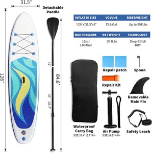 Pack complet de paddleboard : planche premium extra large de 126 pouces avec tous les accessoires - Product Image 4