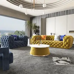 Personalizado sala de veludo sofás estofados dormindo chesterfield sofá tecido veludo botão sofá tufado conjuntos de sofá para sala de estar mod