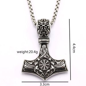 Nordic Retro Stainless Steel Men's Pendant Viking Compass Necklace - Product Image 5