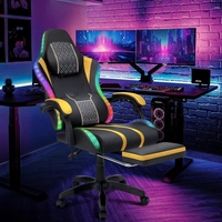 Chaise de jeu ergonomique pliable avec lumières LED RGB, haut-parleurs Bluetooth, repose-pieds réglable en hauteur pour la maison et le bureau