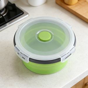 Recipientes Redondos Plegables para Almacenamiento de Alimentos, Recipientes de Silicona para Almuerzo Aptos para Lavavajillas con Tapa Hermética para Microondas - Product Image 5