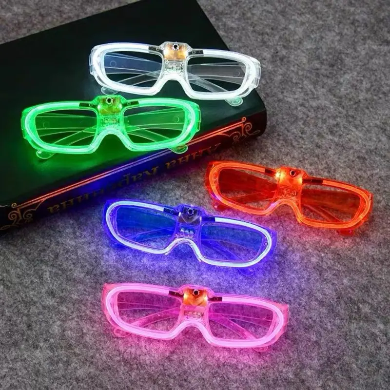 2024 Creative New Party Bar Concierto Decoración facial LED Cool Light Gafas sin lentes