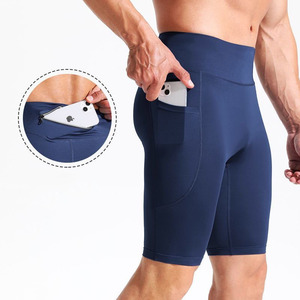 Pantaloncini da basket a compressione ad asciugatura rapida da uomo, pantaloni da maratona a cinque punti <span class=keywords><strong>con</strong></span> tasca posteriore, pantaloncini attillati in seta ghiacciata per la corsa - Product Image 3