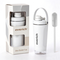 Bouteille shaker en acier inoxydable grande capacité avec compartiment amovible pour poudre protéinée, 20 oz, pour la gym, le yoga et les sports