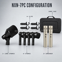 Kit de microphones de batterie professionnels NXN-7PC 7 pièces avec étui de transport pour enregistrement en studio, spectacles en direct, répétitions de groupes, performances sur scène