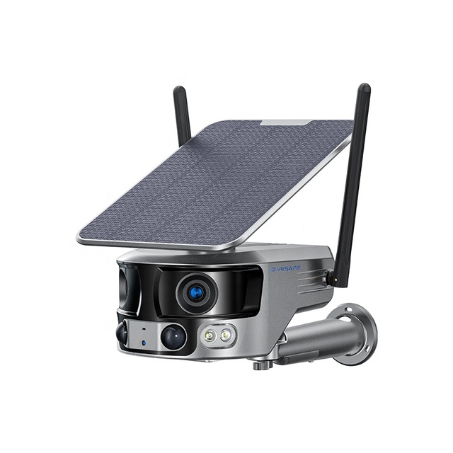 Popular 4K 4MP 180 Degree Wide Angle Panoramic Low-Power Solar Powered Network Camera Wifi 4G Binocular Solar Camera